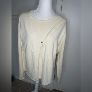 Kathie Lee Collection Ivory Cardigan with built-in inner XL